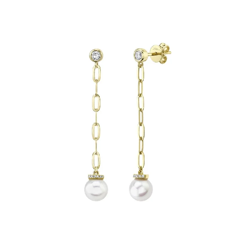 Dainty stud earrings for minimalist style -Pearl & Diamond Drop Earrings