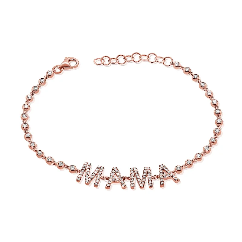 Bracelet sets-14K Rose Gold Diamond Mama Bezel Bracelet