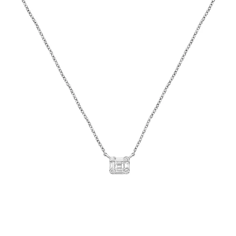 Personalized charm necklaces for a unique style -18 Karat White Gold Illusion cut Diamond necklace