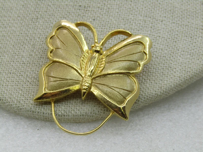 Simple rhinestone brooch-Vintage Butterfly Brooch with Drop, Signed Torino, 1970's-1980's