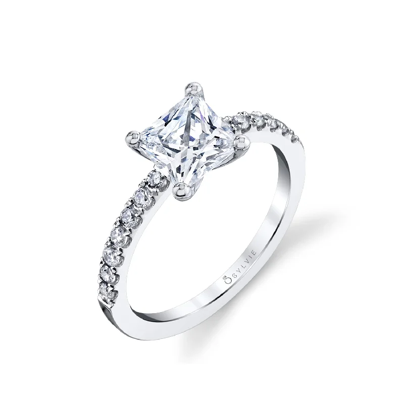 Personalized engagement rings with initials -Sylvie Princess Cut Engagement Ring S1498 - PR