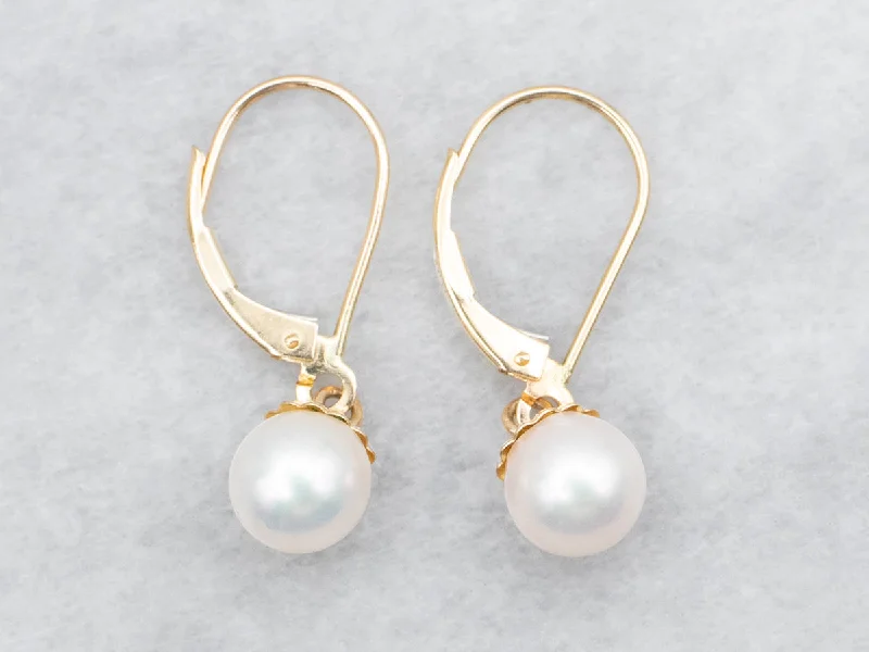 Custom crystal earrings for special events -Luminous Saltwater Pearl Drop Earrings