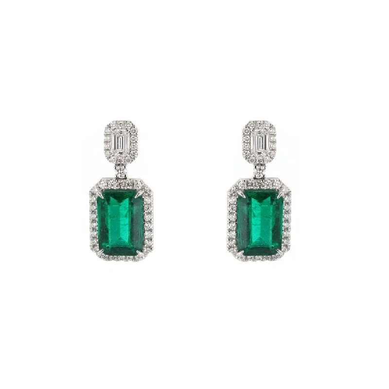 Bold statement earrings for attention-grabbing looks -Emerald & Diamond Drop Earrings