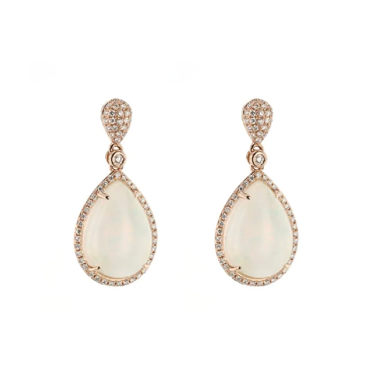 Statement earrings with floral designs -Opal & Diamond Drop Earrings