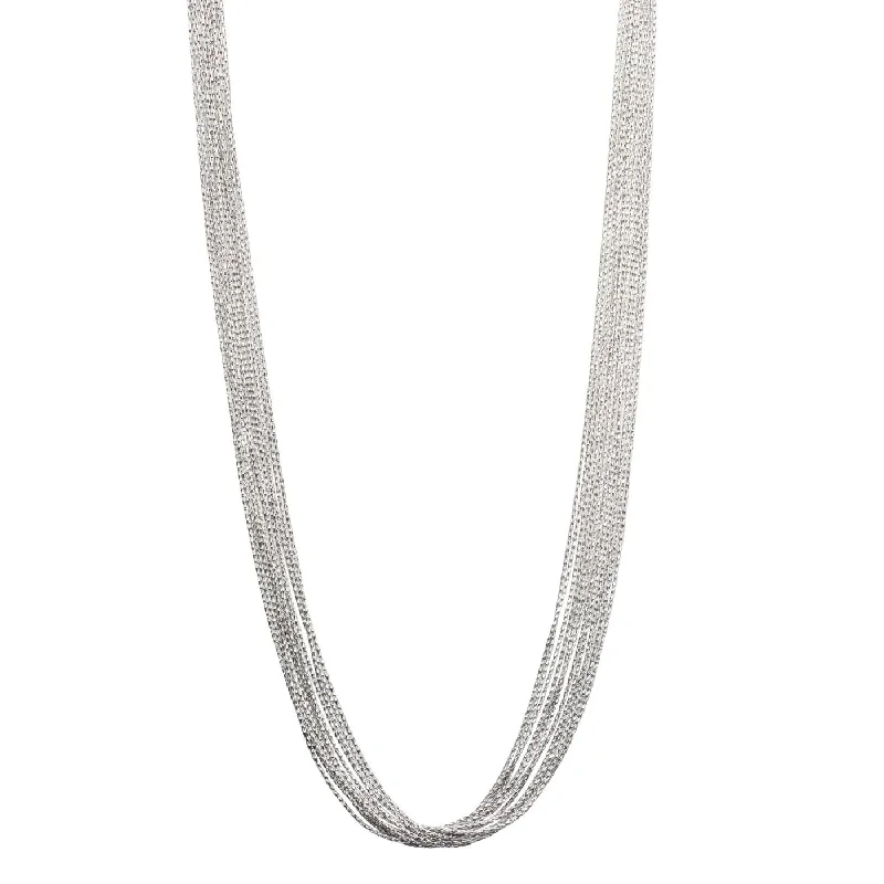 Elegant silver necklaces with gemstone accents -Multi-Strand Magic Necklace, 18 Inches, Sterling Silver