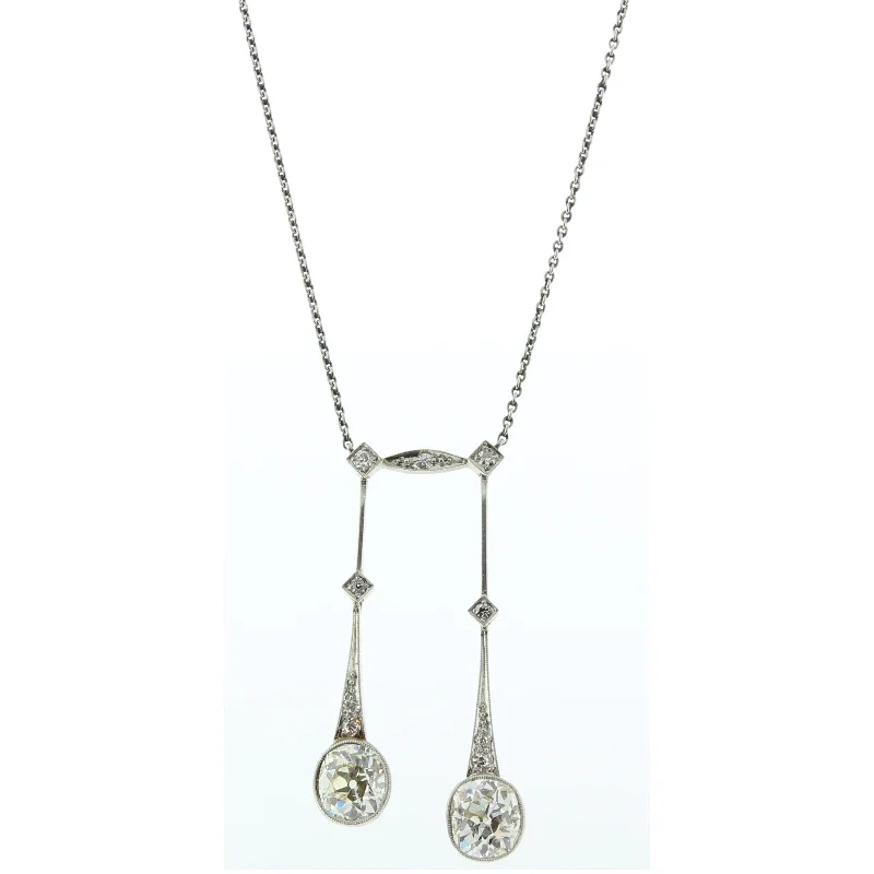 Long necklaces with gemstone pendants -Edwardian Platinum Diamond Necklace