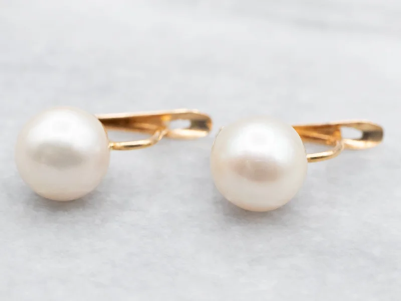 Custom-made earrings for personalized gifts -18-Karat Gold and Pearl Drop Earrings