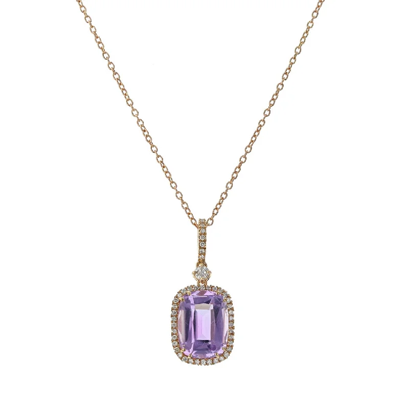 Designer necklaces with diamond accents -Necklace with Amethyst and Diamonds