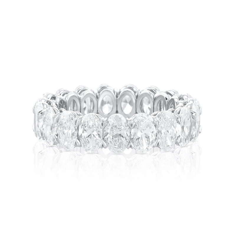 Vintage wedding rings for retro charm -5.89 Cttw Oval Diamond Platinum Eternity Band