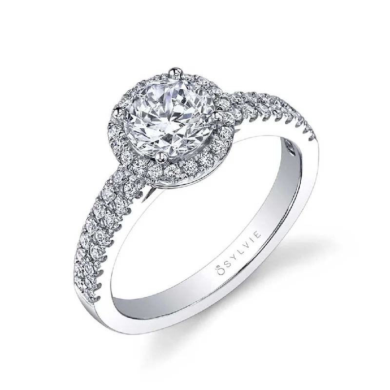 Simple wedding bands for timeless beauty -Sylvie Classic Halo Engagement Ring SY854