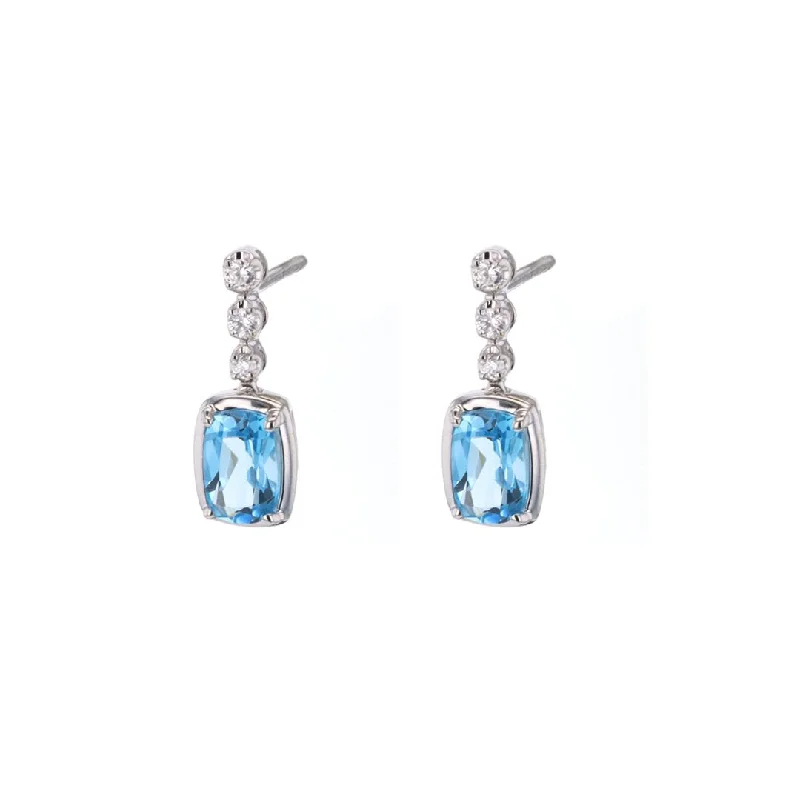 Retro-inspired earrings with vintage designs -Blue Topaz & Diamond Drop Earrings