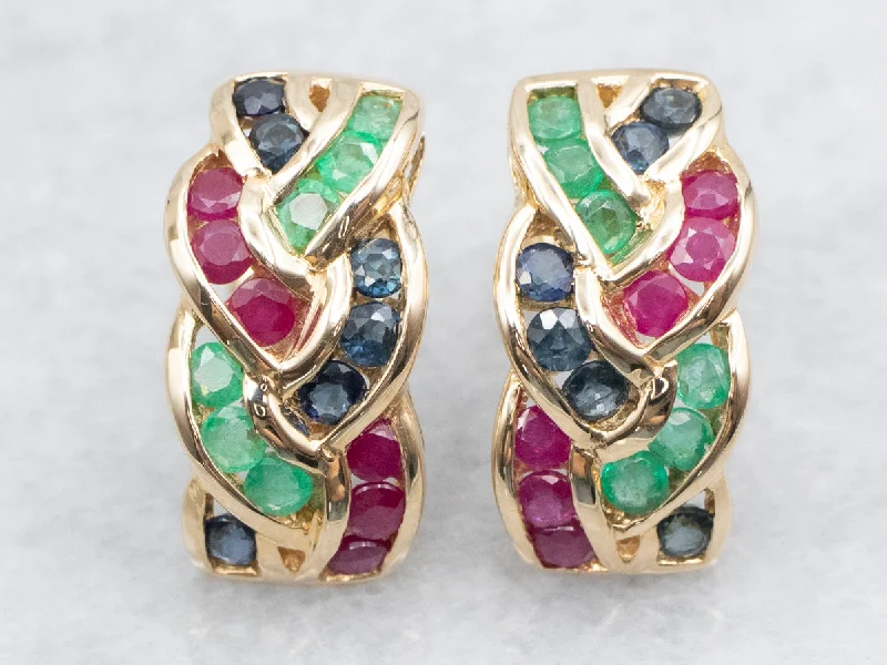 Custom gemstone earrings for unique style -High-Quality Sapphire Emerald and Ruby Drop Earrings