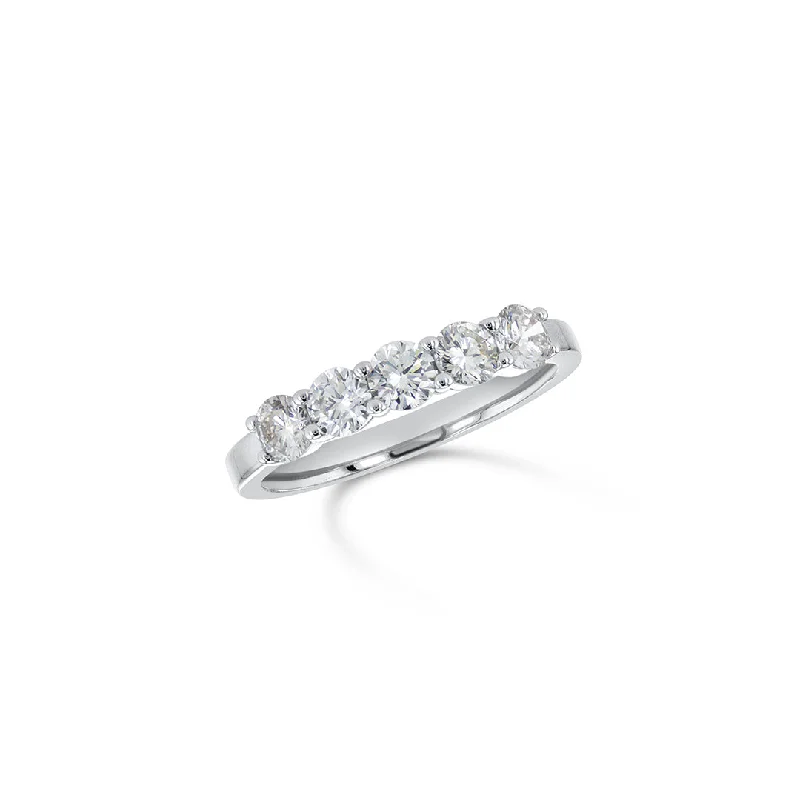 Silver rings for everyday elegance -0.89 CT Round Diamond 14K White Gold Band