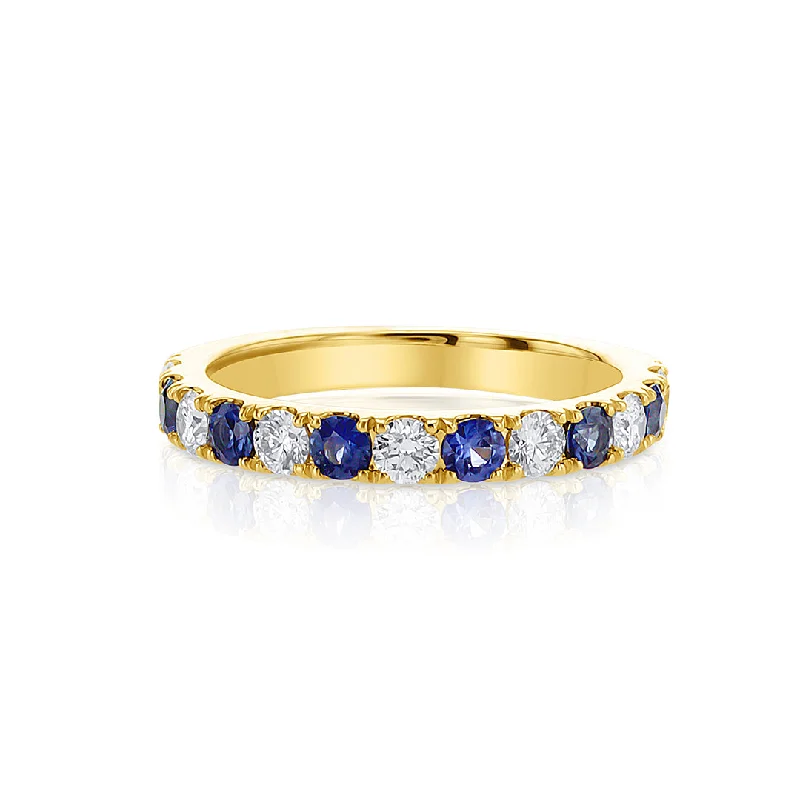 Luxury emerald rings for sophisticated fashion -0.50 Cttw Sapphire and 0.51 Cttw Diamond 14K Yellow Gold Band