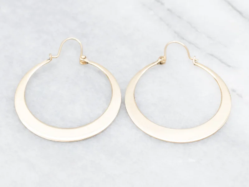 Luxury earrings with emerald and diamond accents -Gold Flat Circle Hoop Earrings