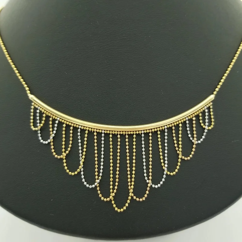 Trendy gold and gemstone necklaces for modern outfits -9 kt Yellow and White Gold Frills Necklace