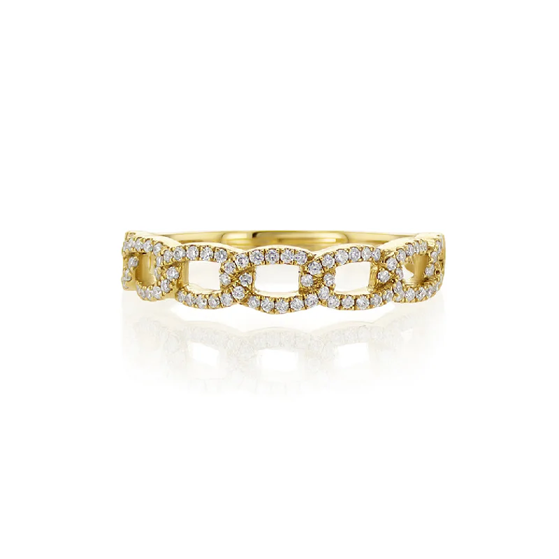 Elegant eternity rings for lasting love -0.21 Cttw Round Diamond Chain 18K Yellow Gold Fashion Band