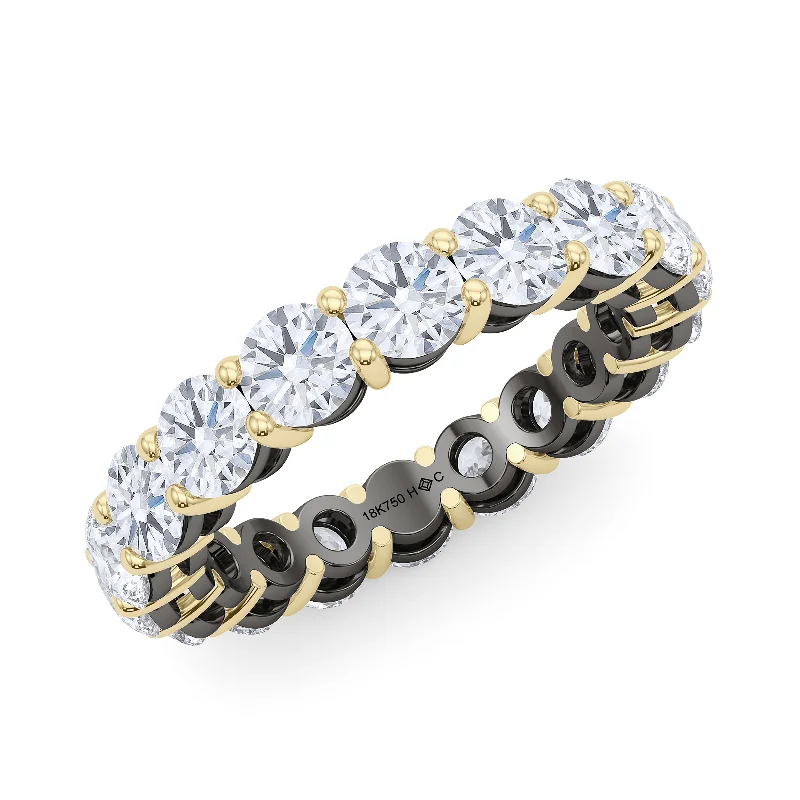 Fashionable enamel rings for a playful touch -Mixed Metal Round Cut Eternity Band