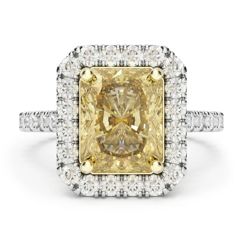 Classic wedding bands for couples -2.00 Carat Fancy Yellow Radiant Diamond Halo Ring GIA Certified set in 18K White Gold