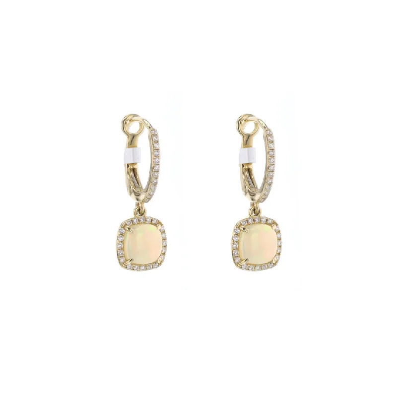 Simple silver earrings for everyday wear -Opal & Diamond Drop Earrings