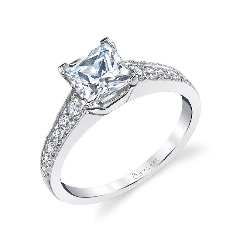 Unique silver rings for eclectic style -Sylvie Princess Cut Solitaire Engagement Ring SY708-PR