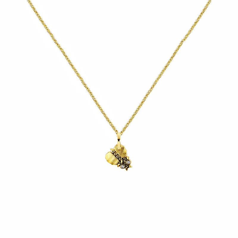 Unique geometric necklaces for modern design -18 Karat Yellow Gold Thoughtful Beetle charm pendant with Diamonds and Tsavorites