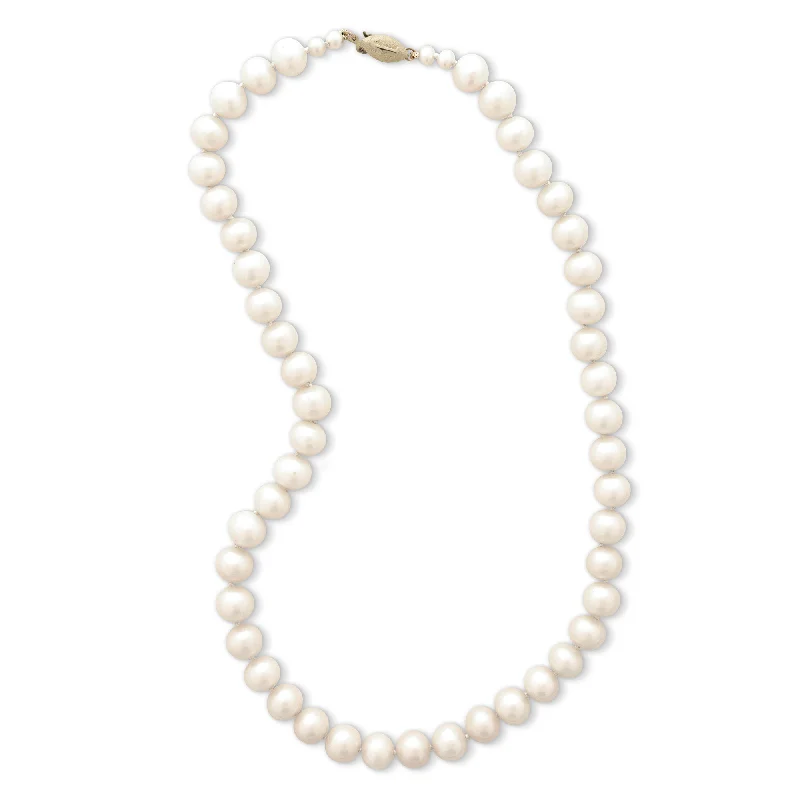 Handcrafted gemstone necklaces for a personal touch -Freshwater Cultured Pearl Necklace, 8MM, 16 Inches, 14K Yellow Gold