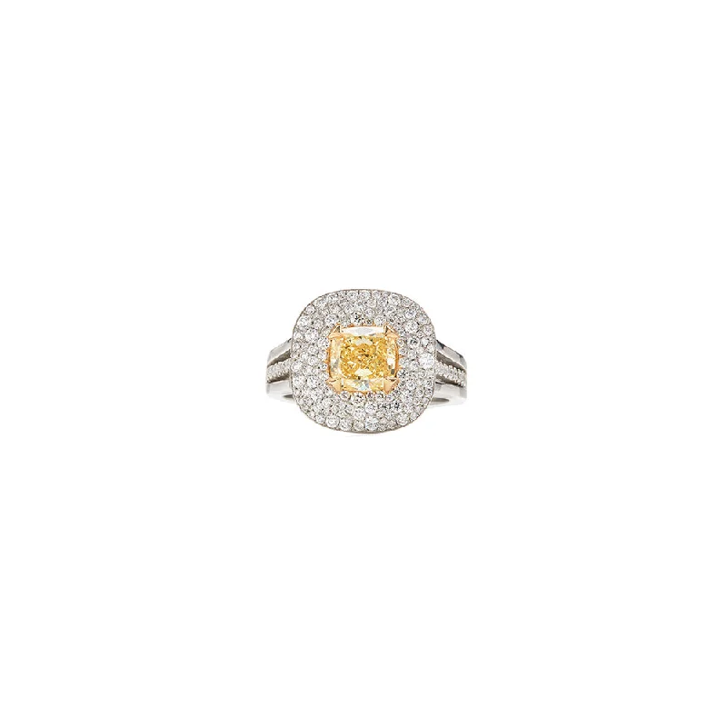 Classic platinum rings for luxury fashion -Platinum Fancy Intense Yellow Diamond Ring