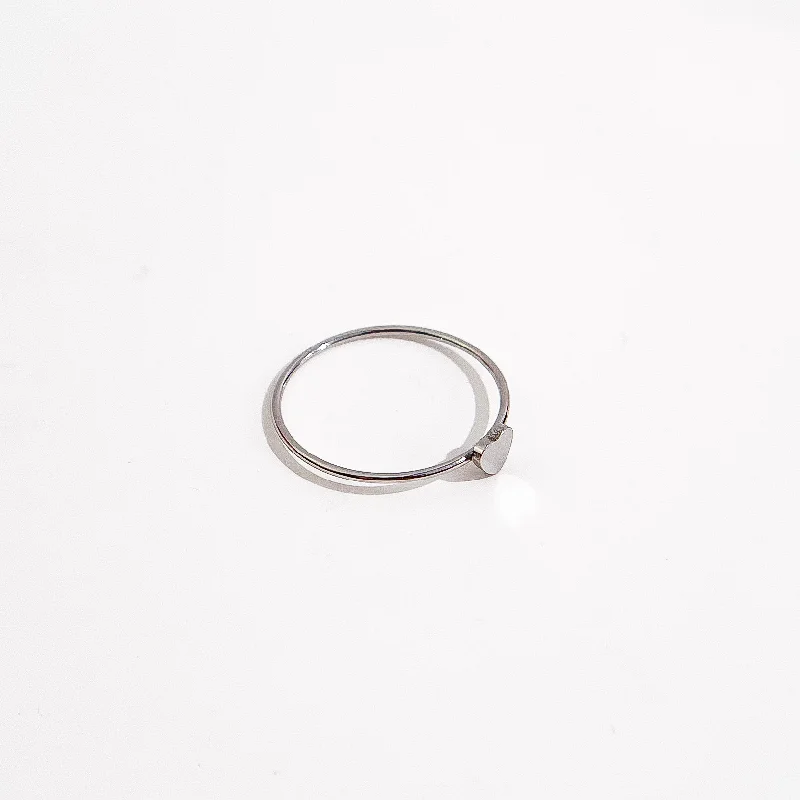 Trendy gemstone stackable rings for modern looks -Dainty Heart Ring in Silver