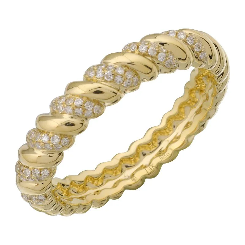 Designer rings for luxury fashion -14k Yellow Gold Diamond Rope Ring