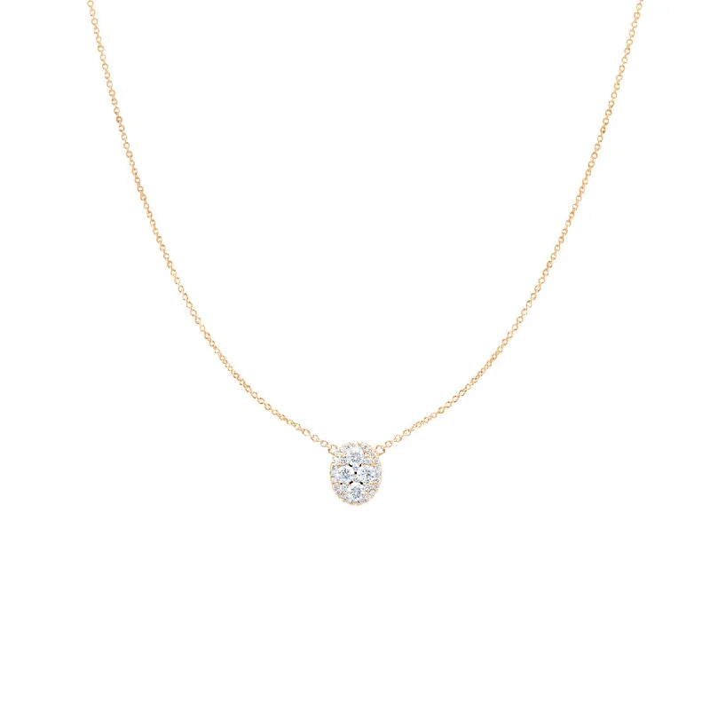 Trendy layered necklaces with different textures -18 Karat Yellow Gold Diamond illusion setting necklace