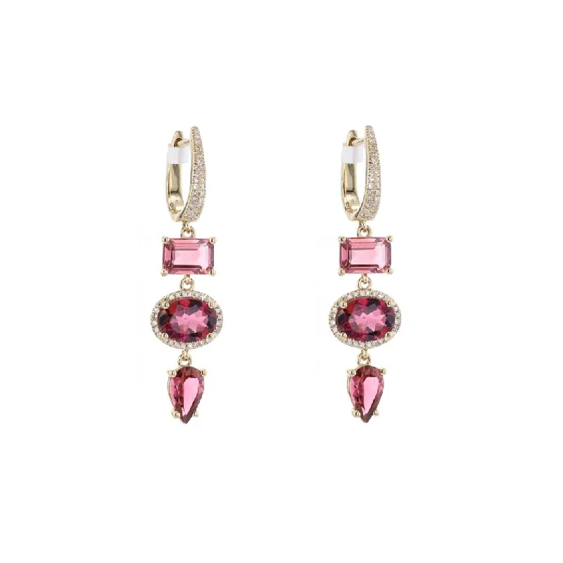 Bold statement earrings for evening events -Tourmaline & Diamond Drop Earrings