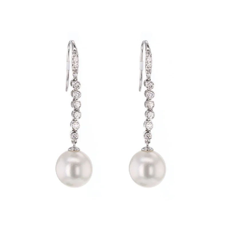 Elegant drop earrings with vintage designs -Pearl & Diamond Drop Earrings