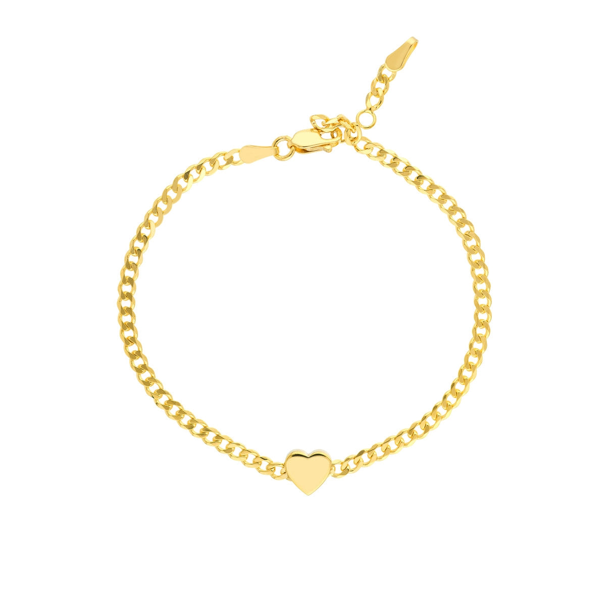 Antique-style bracelets-14K Yellow Gold Curb Link Heart Bracelet