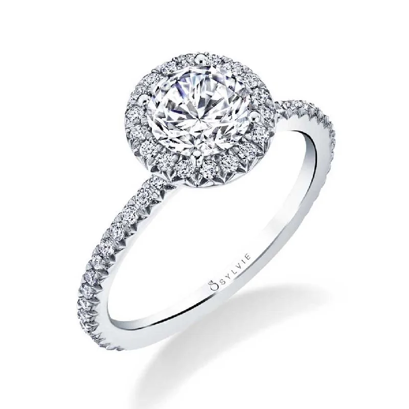 Custom crystal rings for sparkling beauty -Sylvie Classic Halo Engagement Ring S1793