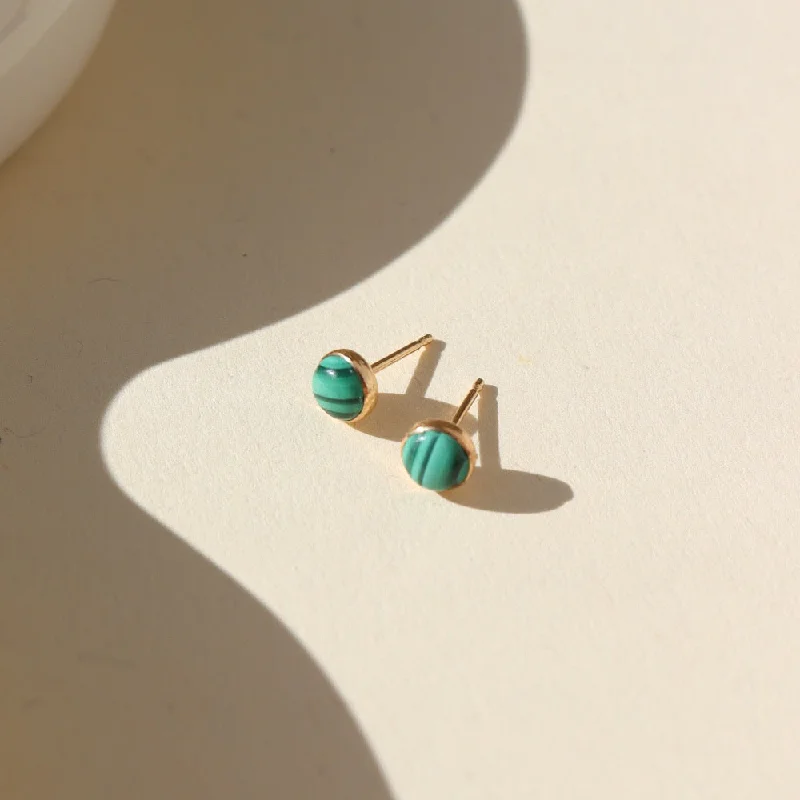 Custom made earrings for bridesmaids -Malachite Studs