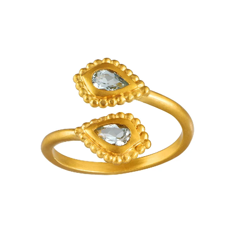 Fashionable moonstone rings for mystical beauty -Commune with Love Blue Topaz Adjustable Ring