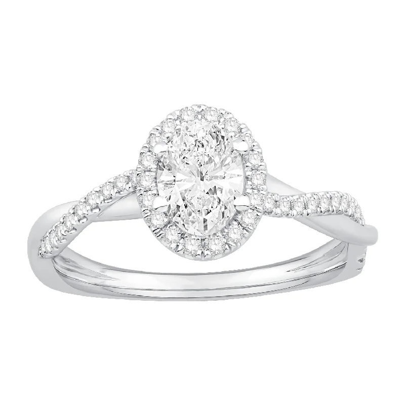 Simple gold wedding rings for timeless elegance -14K White Gold Diamond Engagement Ring (.98ctw)