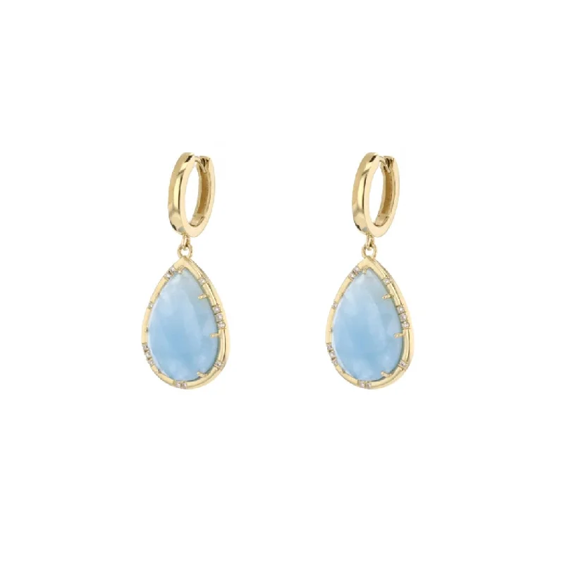 Luxury gold earrings with gemstone accents -Aquamarine & Diamond Drop Earrings