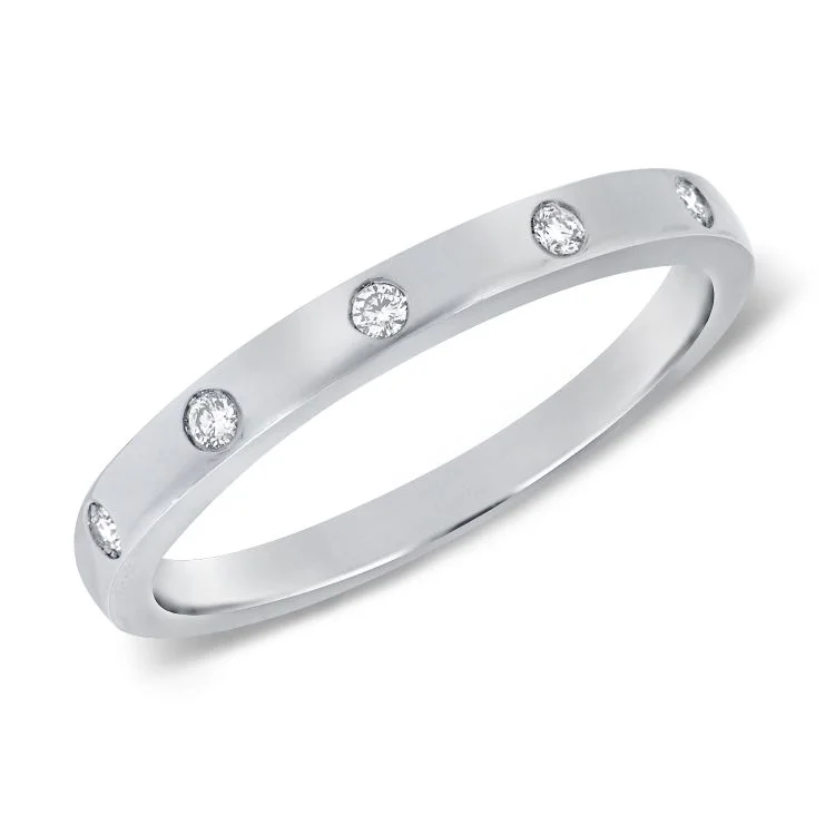 Personalized couples' rings for special gifts -14k White  Diamond Inlay Band