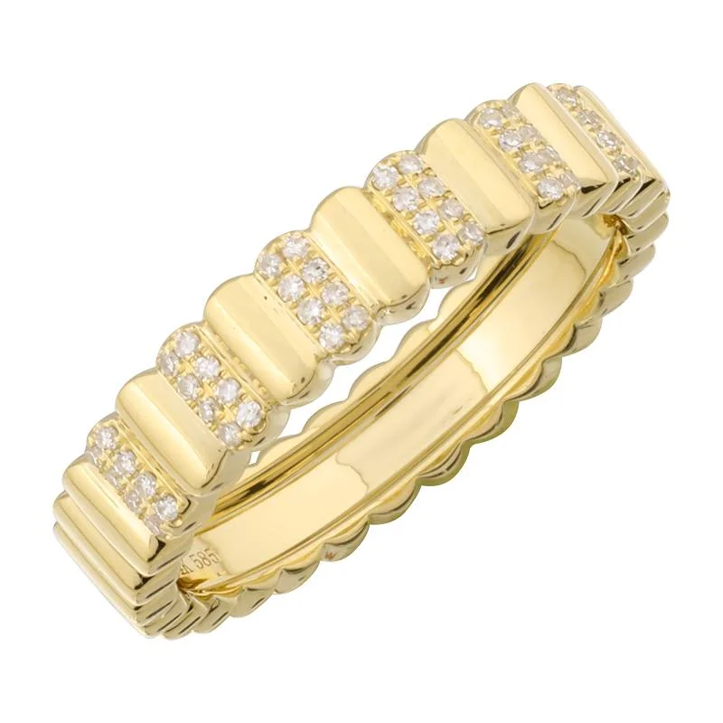 Classic pearl rings for sophisticated looks -14k Yellow Gold Diamond and High Polished Ring