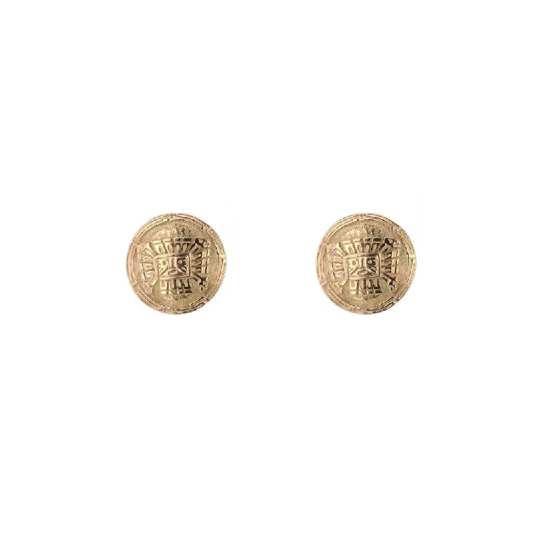 Rose gold hoop earrings for chic looks -Aztec Disc Stud Earrings