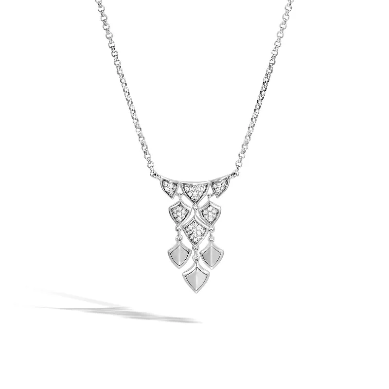 Trendy minimalist bar necklaces for sleek fashion -Legends Naga Silver Diamond Pave Necklace