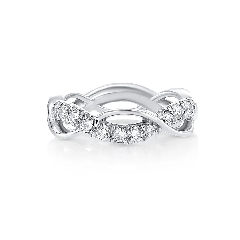 Bold silver rings for statement fashion -0.50 Cttw Round Diamond Twist Platinum Band