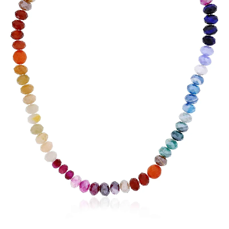 Designer silver necklaces for timeless style -Multicolored Gemstone Beads Necklace, 20 Inches