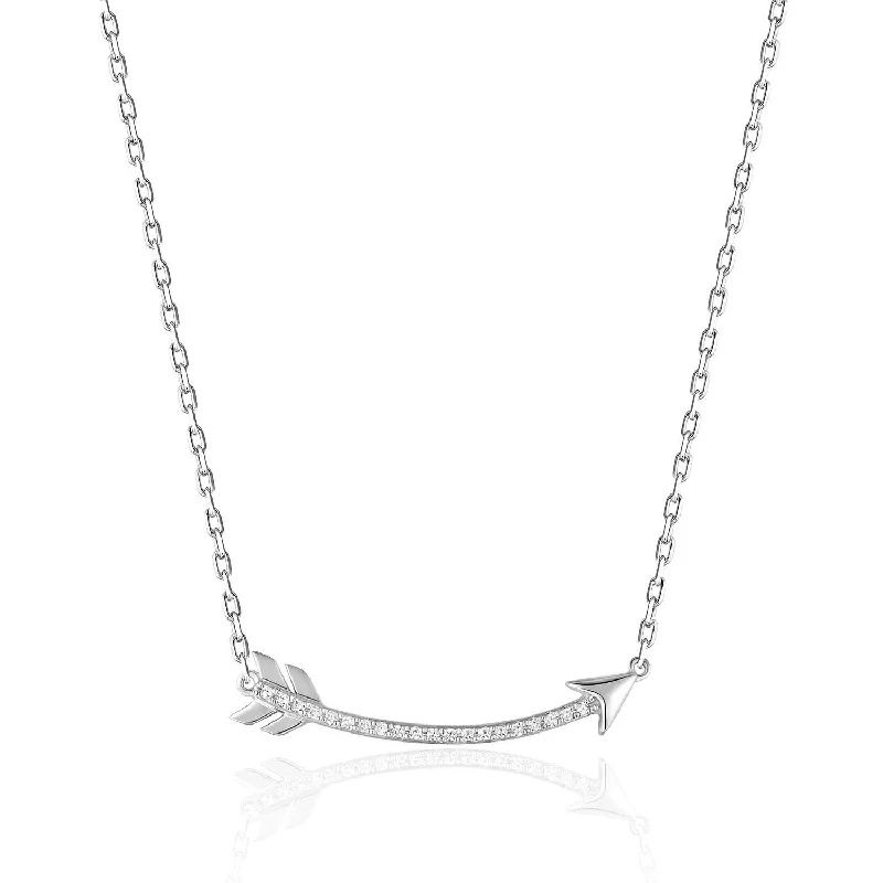 Vintage crystal necklaces for a classic look -White Gold Diamond Arrow Necklace