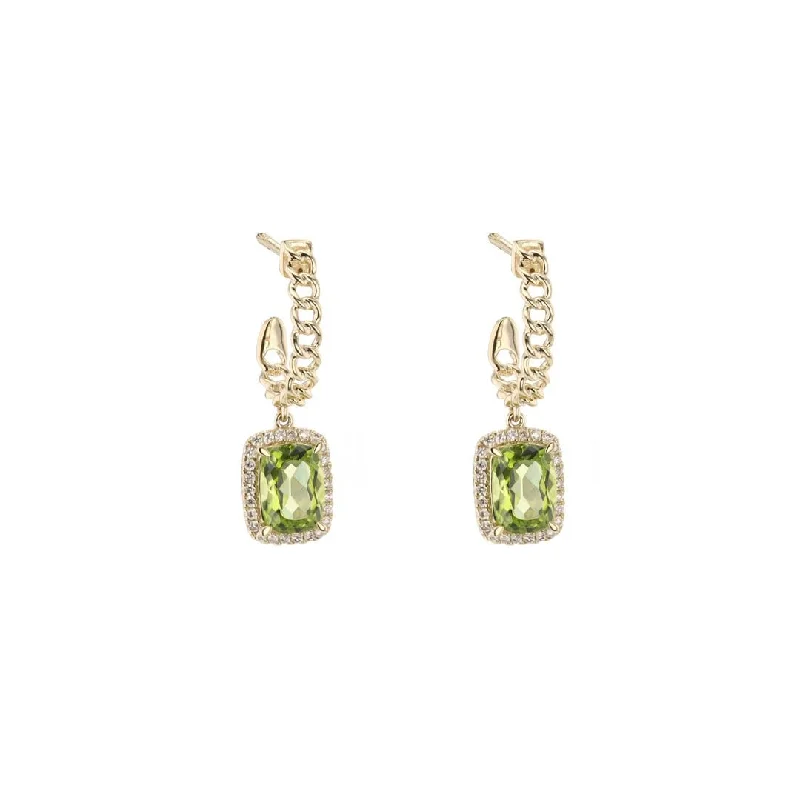 Custom hoop earrings with personalized designs -Peridot & Diamond Drop Earrings