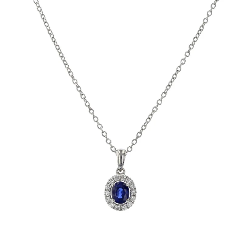 Simple silver pendant necklaces for everyday charm -Necklace with Diamonds and Sapphire