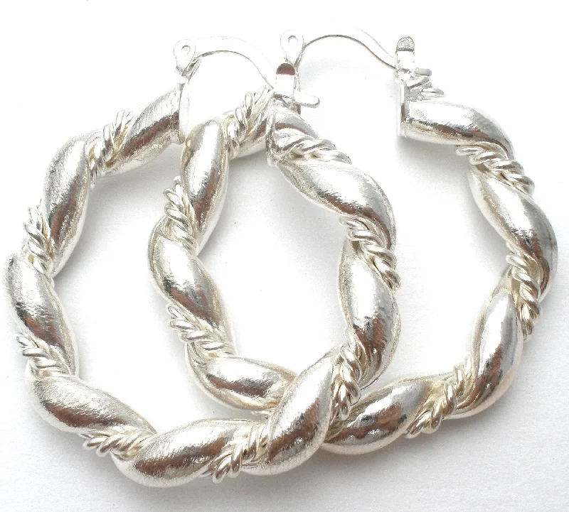 Unique geometric earrings for modern style -Sterling Silver Twisted Hoop Earrings