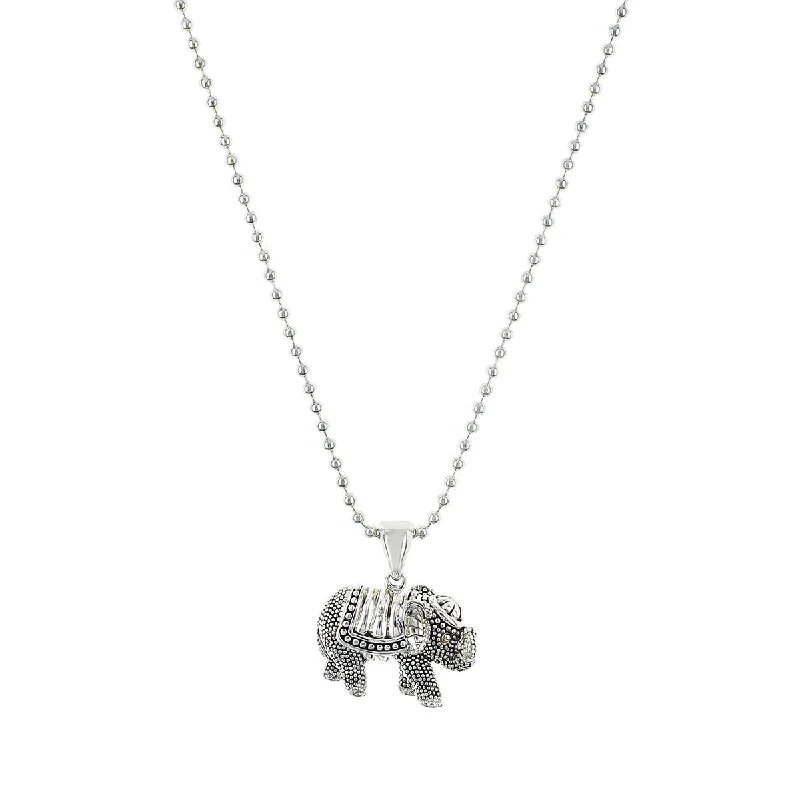 Fashionable statement necklaces for evening wear -Lagos Silver Rare Wonders Elephant Pendant Necklace